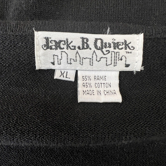 Jack B Quick Jeweled Black Embellished Sequins Beaded Cotton Blend Sweater XL - Picture 4 of 6